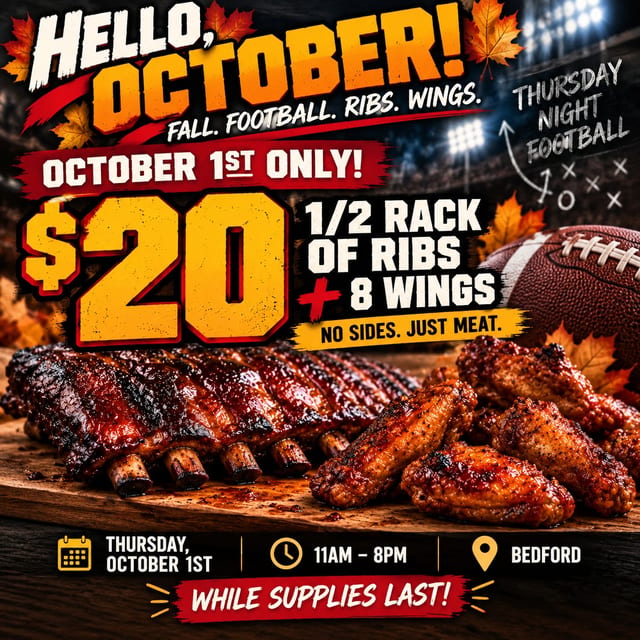 Fall Half Rack and Wings Special.