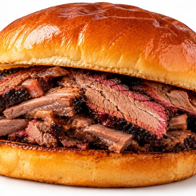 Sliced Brisket Sandwich.