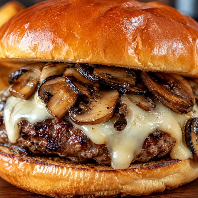 New! Mushroom Swiss Burger.