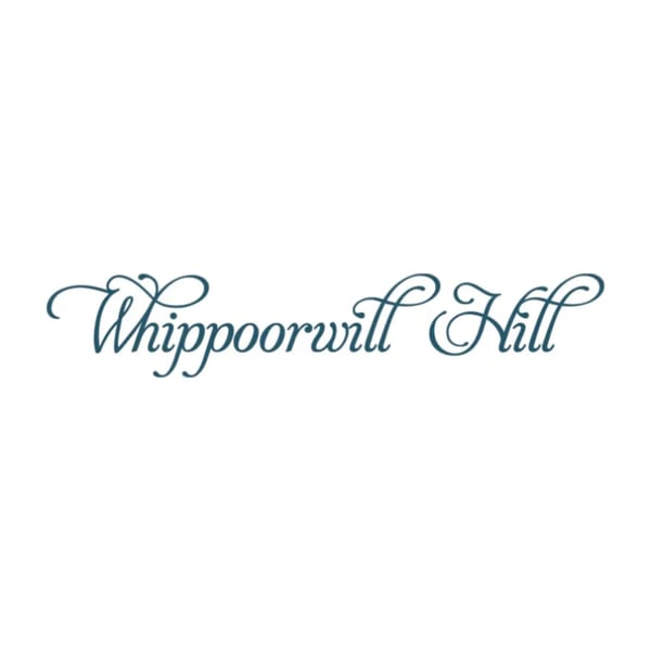 The words "Whippoorwill Hill" in an elegant, dark blue script font on a white background.