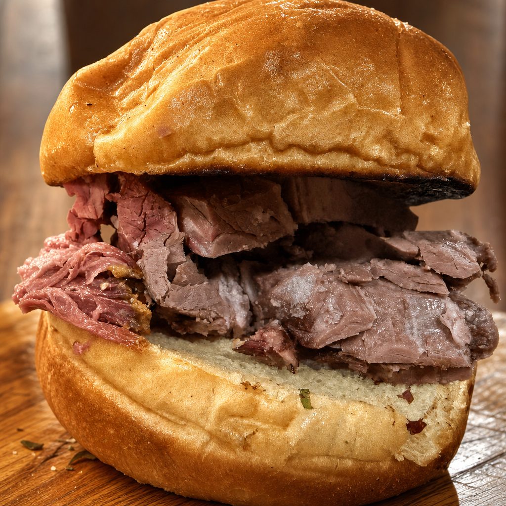 Chopped Brisket Sandwich.